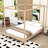 Wood Four Poster Platform Bed with Slats Support and Center Legs-1868767644-1868767642