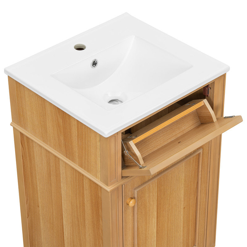Meuble-lavabo autoportant avec lavabo, tablette réglable et tiroir inclinable
