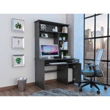 Compu 180 Hutch Desk, Multiple Shelves, Retractable Keyboard Tray, CPU Door Panel, One Drawer