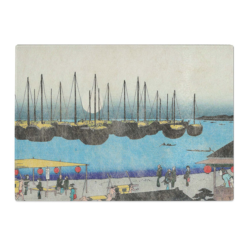 Tempered Glass Edo Moon Light at Takanawa by Utagawa Hiroshige Chopping Board, 28.5 cm x 20 cm