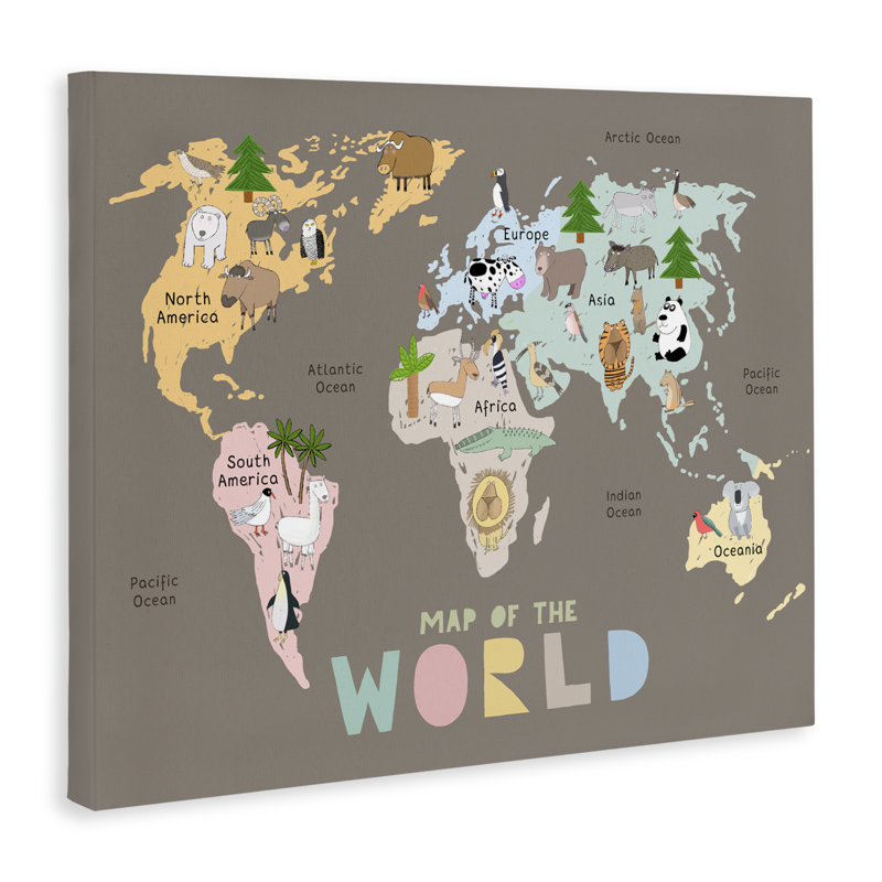 «Kid's Map Of World», toile par Carla Daly, H 24 po x l 30 po
