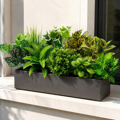 10 Pcs Mixed Artificial Greenery Stems, Assorted Faux Leaf Picks, Fake Green Branches for Planter, Window Box, Vase Floral Arrangement Indoor Outdoor Decor