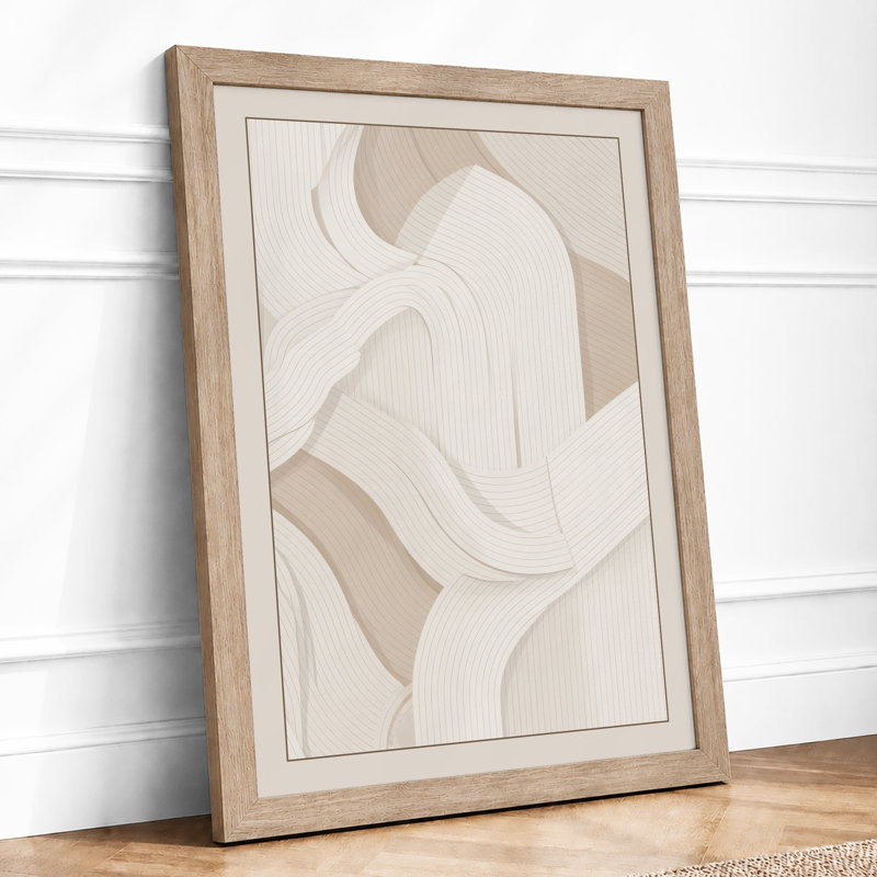 Flowing Forms Minimalist - Framed Print, A4 - 29.7 x 21.0 cm, Oak
