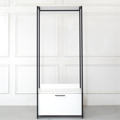 Walk-In Closet With One Drawer - Powder Coated Metal For Endurance, Extra Deep Storage, Water & Heat , Stain Scratch E0 Grade Board, 2X Thicker , Made In , Modular Construction, White, 76.73Lb,