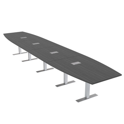 Boat Shaped Conference Table with Metal T Base | Electrical Unit