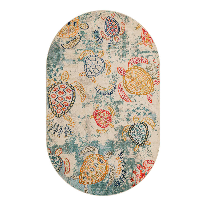Vargas Animal Print Beige Area Rug, Oval 4'1" x 6'1"