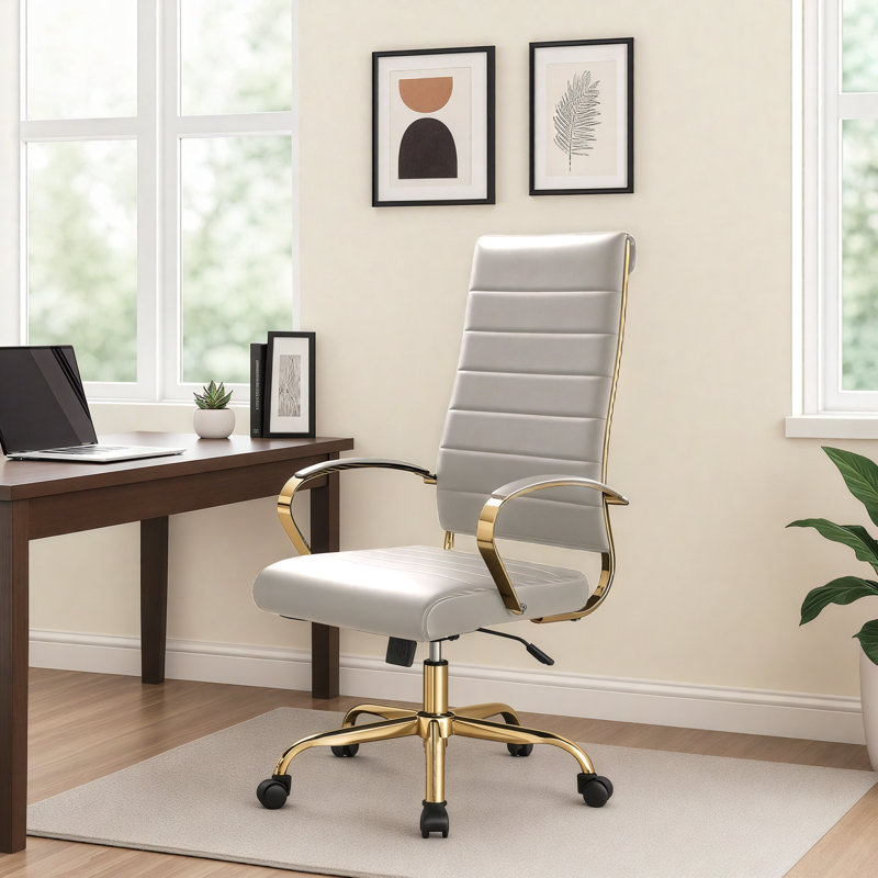 Fauteuil de bureau en cuir Humairaa, Tanné