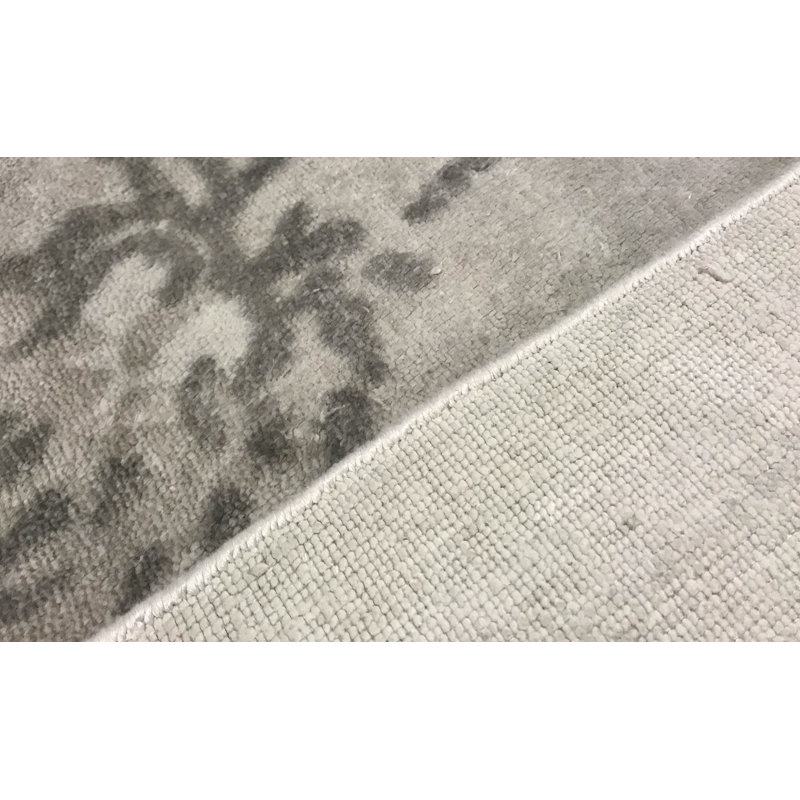 Tapis blanc et noir noué à la main de haute qualité