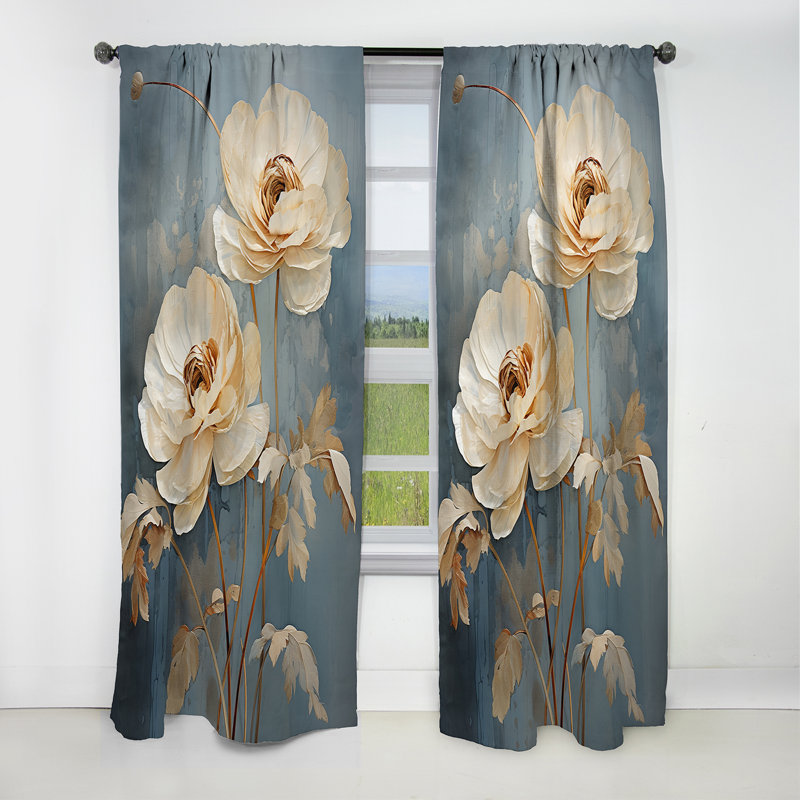 Warbeck - Rideau Ranunculus - Rideau occultant à motif floral - 1 panneau, L 52 po x L 108 po