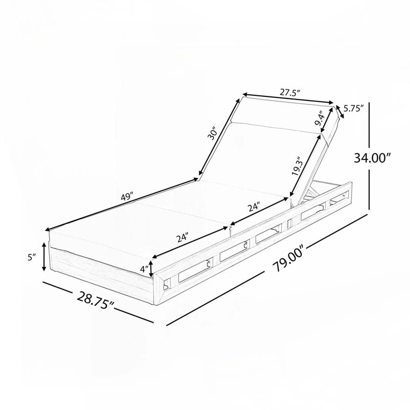 Chaise longue de patio en bois