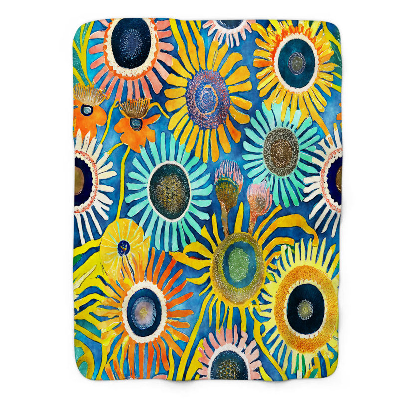 Psychedelic Blossom Bonanza Throw Blanket, 50" W x 60" L