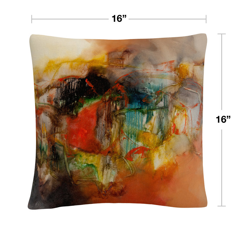 Abstract Multicolor Polyester Square Throw Pillow 16x16