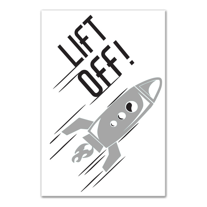 Art sur toile relevable rocket Braswell, H 18 po x l 12 po x P 1,25 po, Gris