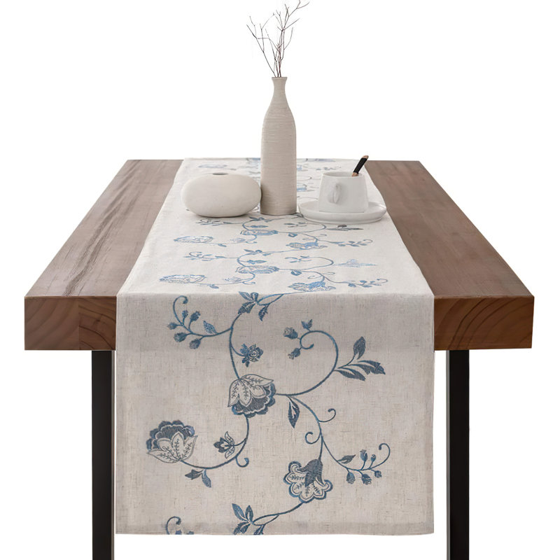 Kylah Floral Table Runner, Blue