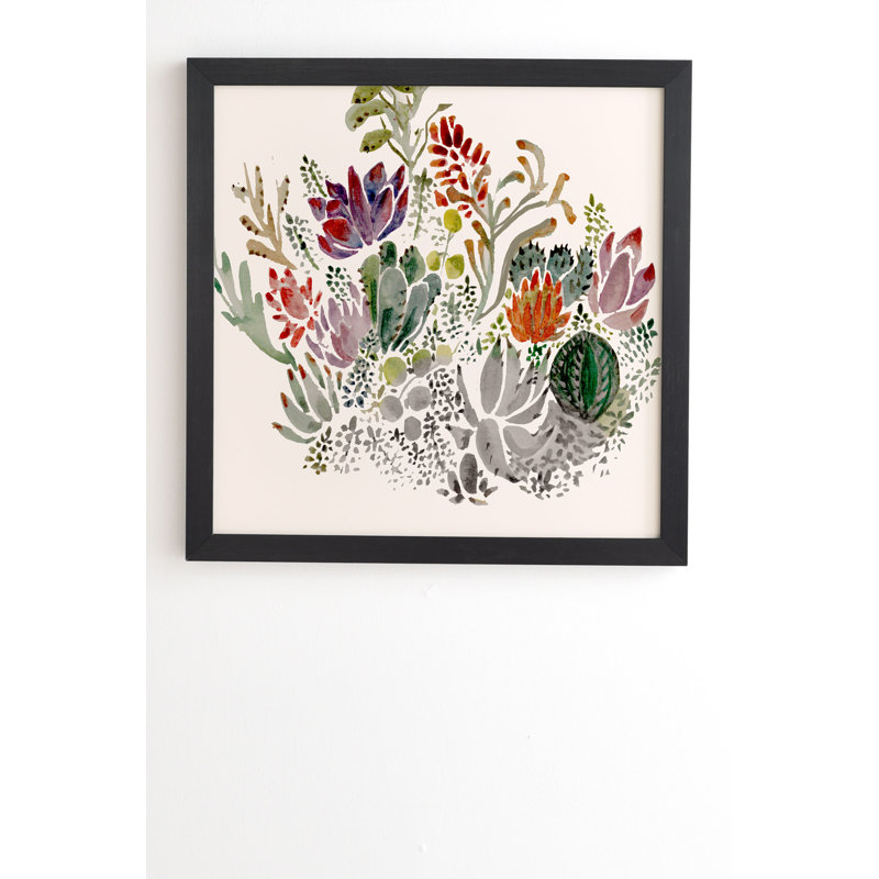« illustrations plantes grasses design », reproduction, H 20 po x l 20 po x P 2 po, Armature en bambou, Pas de tapis