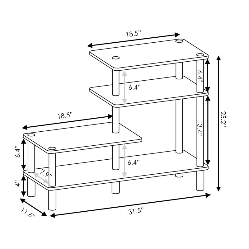 Support de rangement à 3 niveaux H 25,2 po x l 31,5 po x P 11,6 po Patrina, Espresso