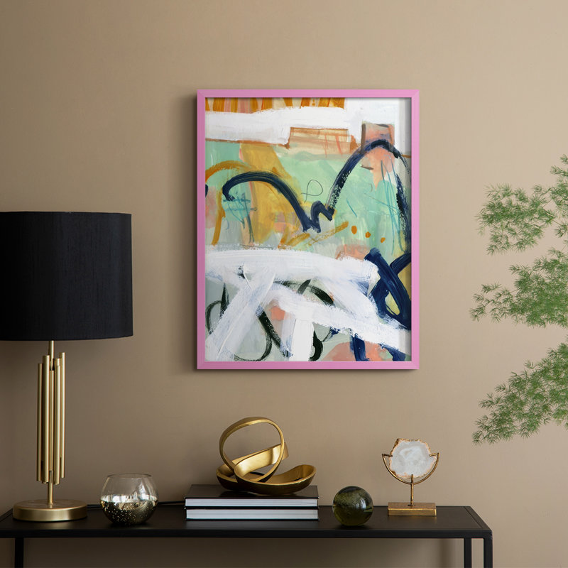 Magazine Cover II Framed Print - Solid Wood, 21" H x 17" W, Pink