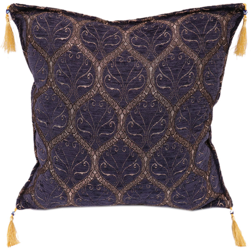 Southwestern Pillows Tassels Chenille Reversible Throw Pillow, Dark Blue