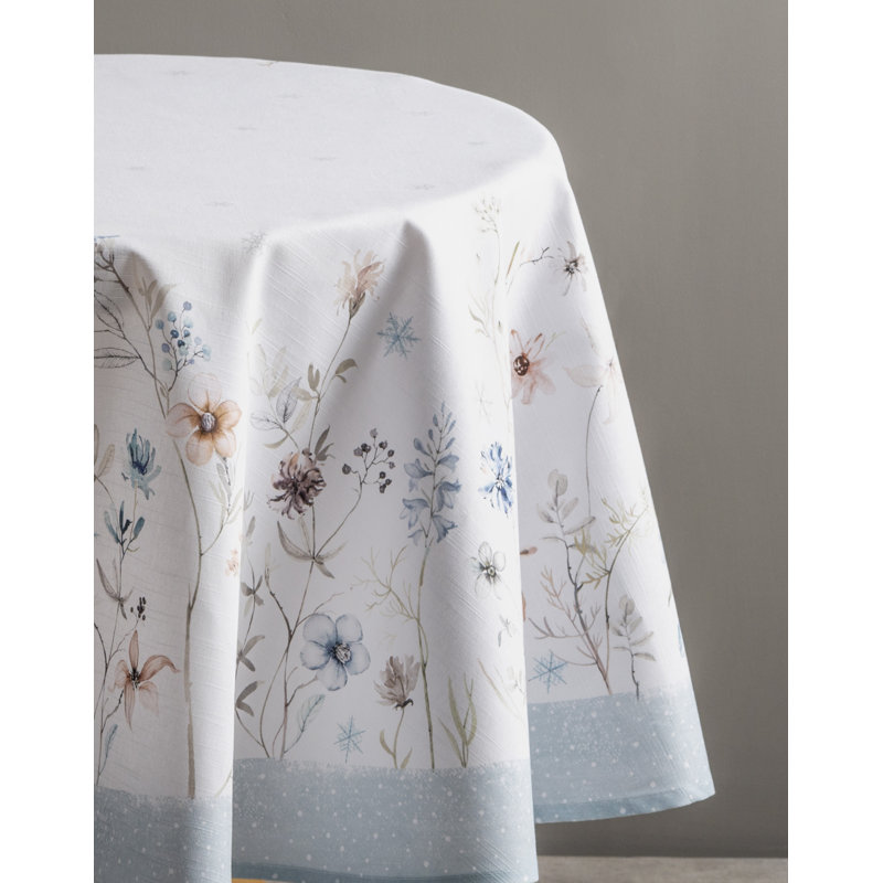 Floral 100% Cotton Round Tablecloth, 63" x 63"
