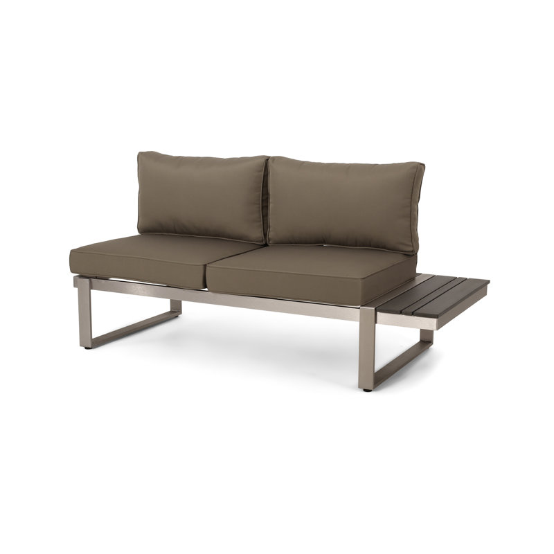 Right Arm Seater In Khaki Aluminium - Modern And Comfortable. 64.65In. Depth X 30.64In. Width 27.03In. Height, 41.95Lb. Mass Cozy. D W H,