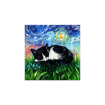 " Sleepy Tuxedo Kitten Night " by Aja Trier