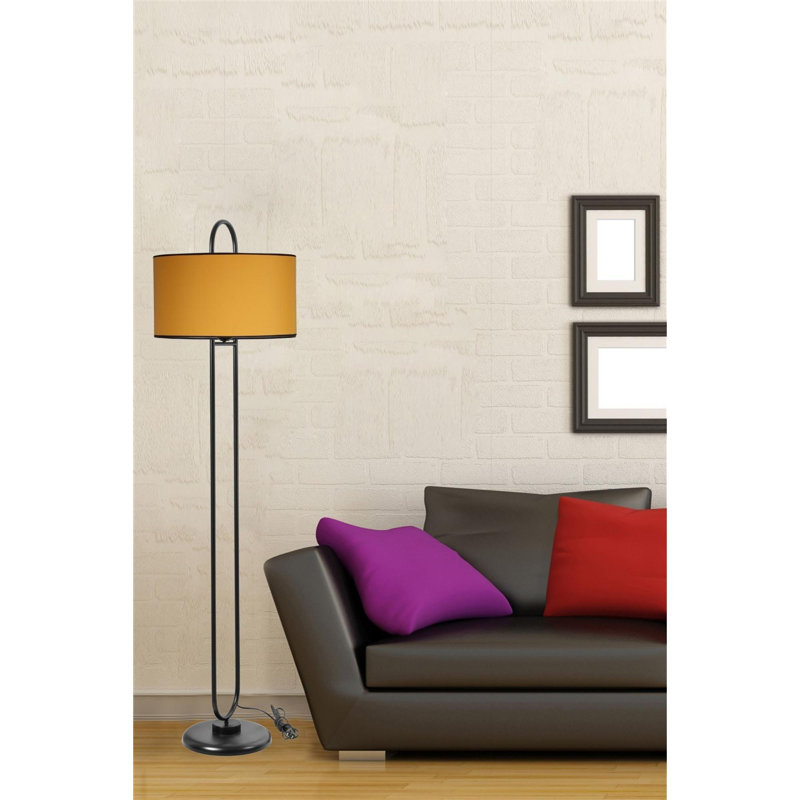 Lampe sur pied élégante en métal moutarde Luro, hauteur 66,9 po | Fabrication 100% métal, abat-jour: 17,7 po de diamètre, 9,4 po de hauteur | Douille E27, 60 W maximum | Finition de la peinture séchée au four | Parfait pour le salon, la chambre à coucher et les décors modernes
