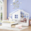 Lit simple avec canapé, lit plateforme pour enfants avec deux tiroirs et tablette de rangement, blanc