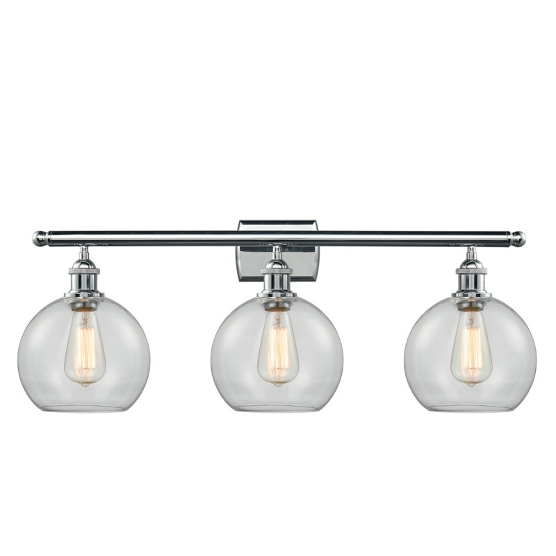 Baptista 3 - Light Dimmable Vanity Light, Polished Chrome, 6 Watt Vinage LED Bulb, Clear