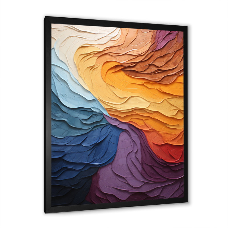 «Yellow Orange Lyrical Abstraction Lyrical Sunset I - Lyrical Abstraction, reproduction d'art sur toile, Cadre photo noir