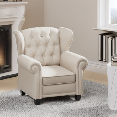 Fauteuil inclinable moderne capitonné avec pieds robustes en bois