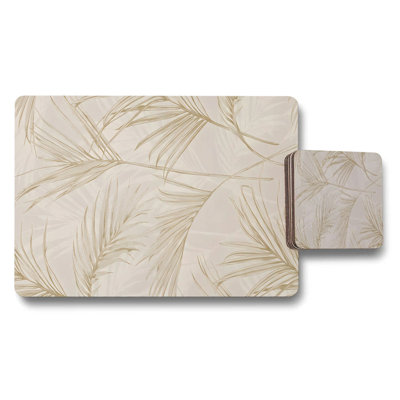 Elegant Gold Rose Pattern Placemat And Coaster Set For Dining