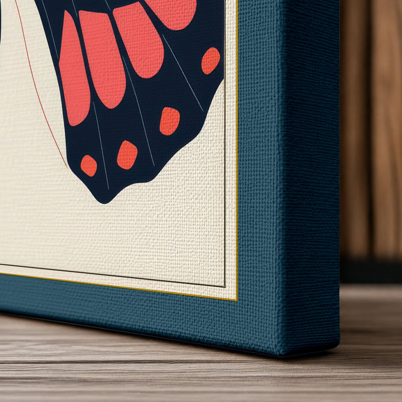 Butterfly Geometric - Wrapped Canvas, 36x24 - 91.4 x 61.0 cm, Teal Border