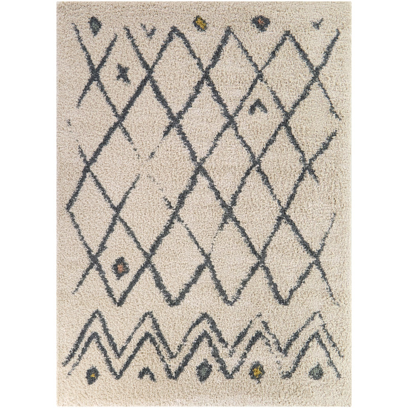 Abira Cream Moroccan Trellis Area Rug, Rectangle 5'3" x 6'12"