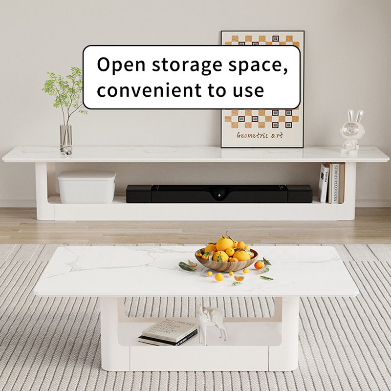 Meuble télé Minimalist, H 15,74 po x L 78,74 po x l 15,74 po, Blanc