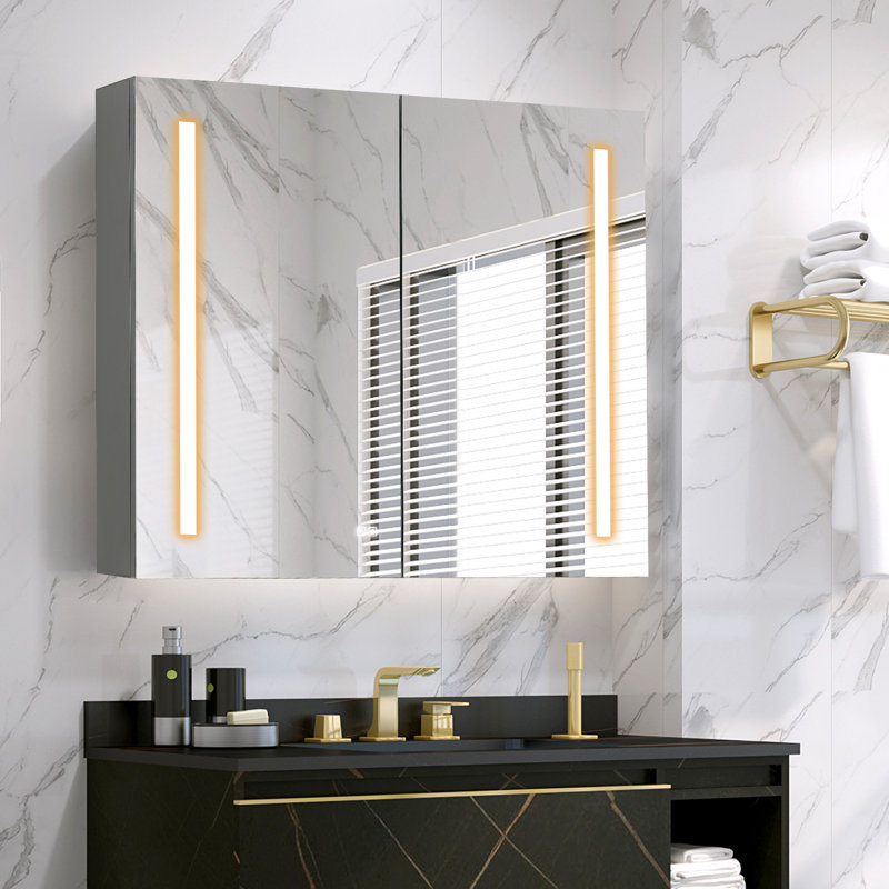Armoire à pharmacie sans cadre avec miroir et 3 tablettes réglables Natilyn l 30 po x H 30 po