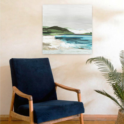 «Coastal Serenity Under Grey Skies», art mural côtier