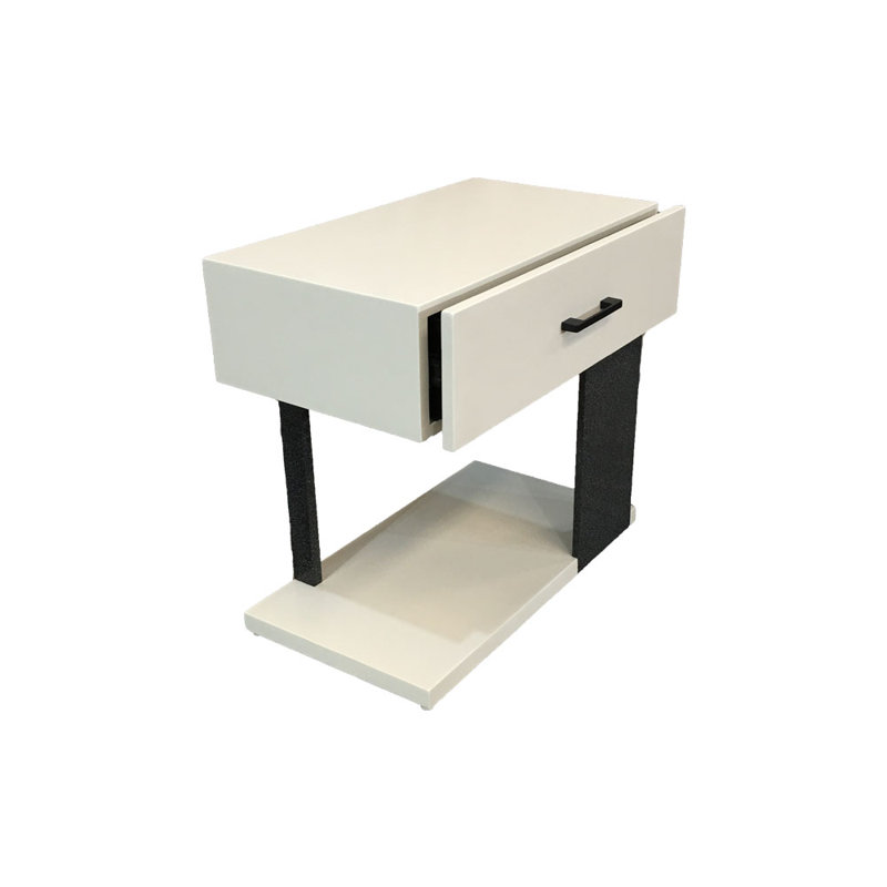 Ledjona Solid Wood Bedside Table, Beige