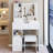 American Style 29.2" Dressing Table With Left Drawer, Right Sliding Mirror, High - Capacity Storage, And Cushioned Stool, Ideal For Little In Small Areas 50.4" Vanity Multi Layer White Rooms
