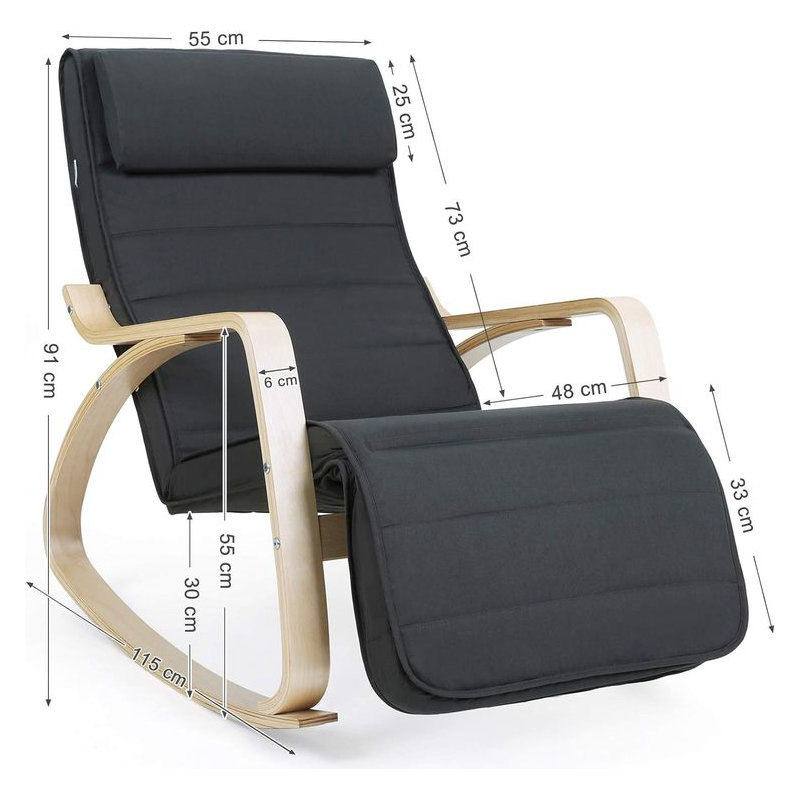 Chaise berçante Noralf, Noir