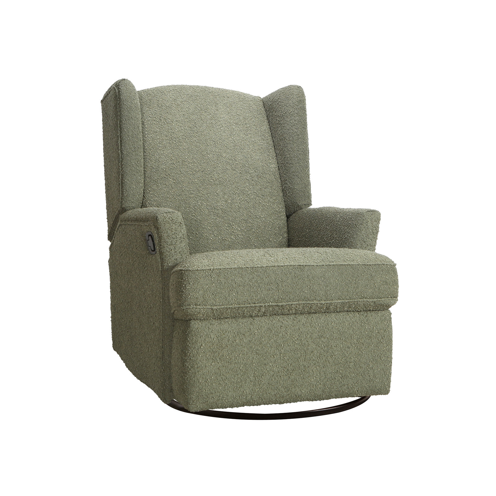 Wingback Swivel Glider, Sage Boucle