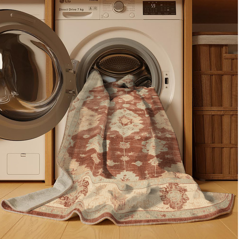 Tapis brun lavable à la machine, Rond 5 pi