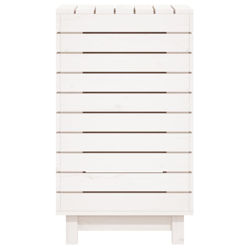 Wood Laundry Basket, White, 29.9" H x 17.3" W x 17.3" D