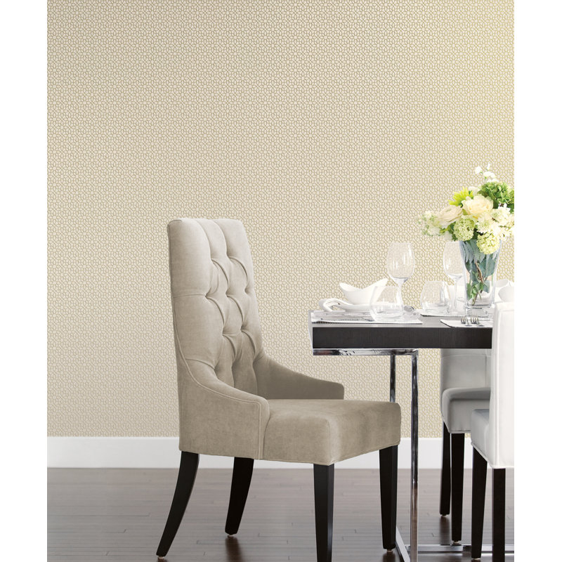 Metallic FX Star Geometric 33' L x 21" W Wallpaper Roll, Beige
