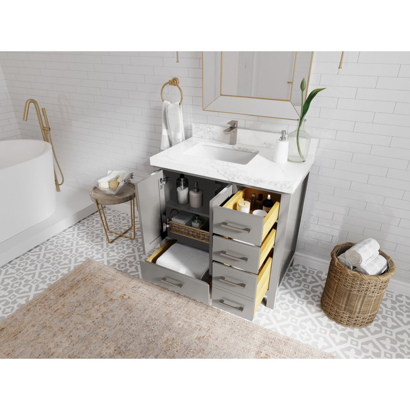 Malibu 36'' Single Bathroom Vanity with Quartz Top