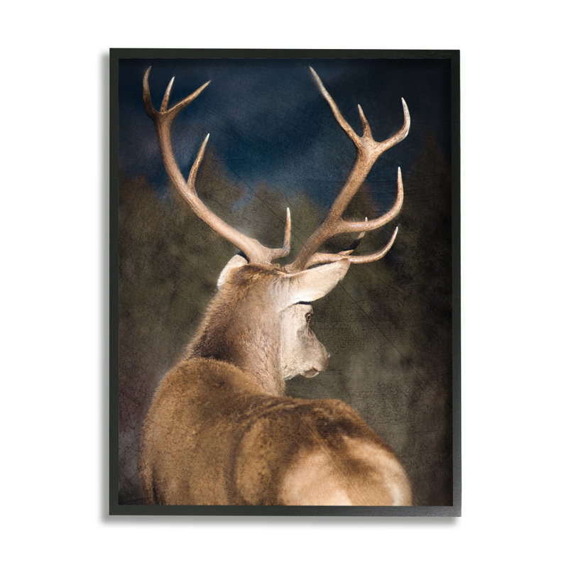 «Rustic Dark Deer Portrait» par Kim Allen, reproduction d'art sur bois sans cadre, H 15 po x l 10 po x P 0,5 po