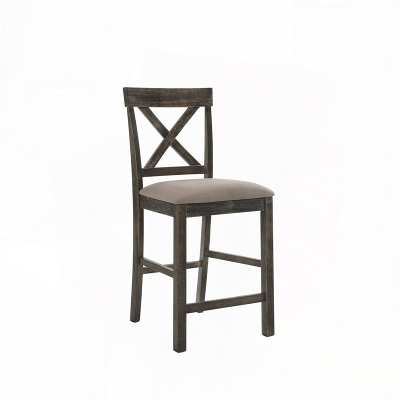 Ensemble de tabourets de bar rembourrés en lin avec dossier et pieds en bois