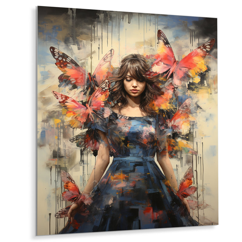 «Hippie Woman Renaissance Botanicals II - Pop Art», reproduction d'art murale en métal, H 20 po x l 12 po x P 1 po