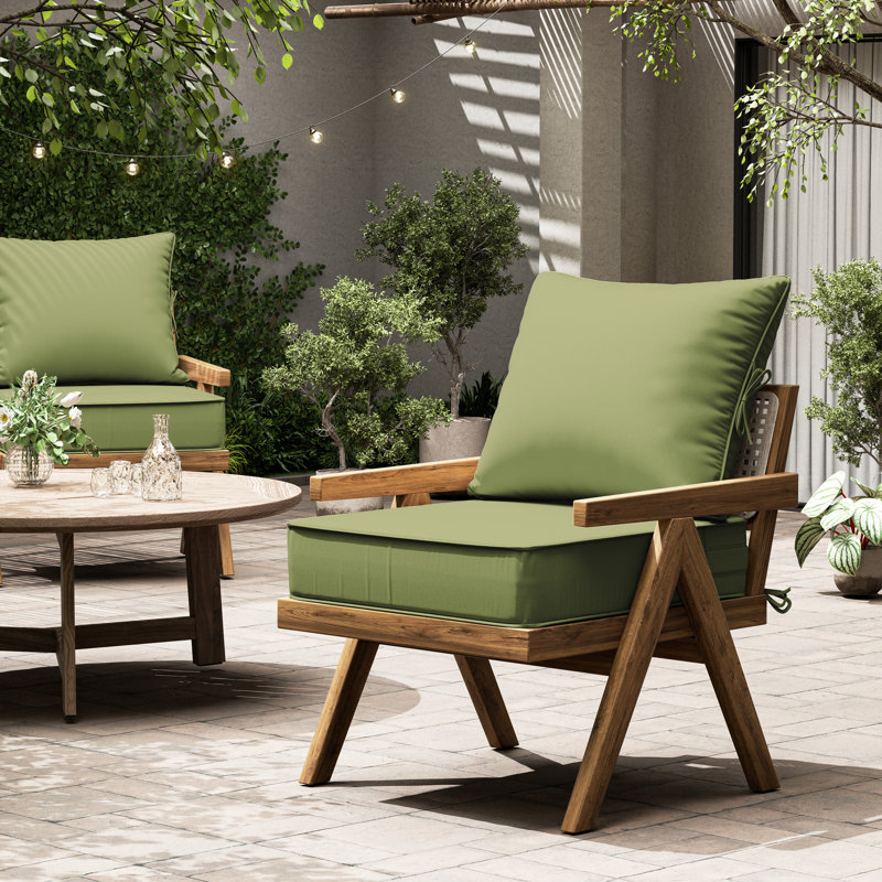 Outdoor Deep Seating Cushion Set Indoor And Outdoor Seat / Back Cushion, Light Green, 19" W x 19" D
