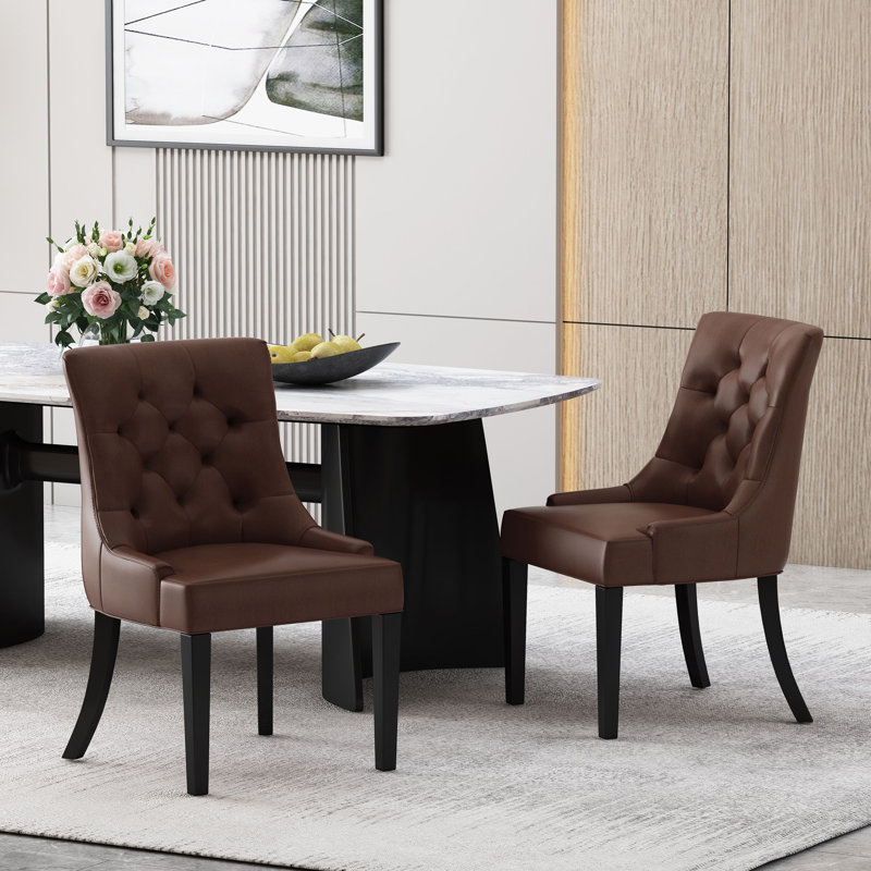 Ensemble de 2 chaises de salle à manger et de cuisine modernes, Marron foncé