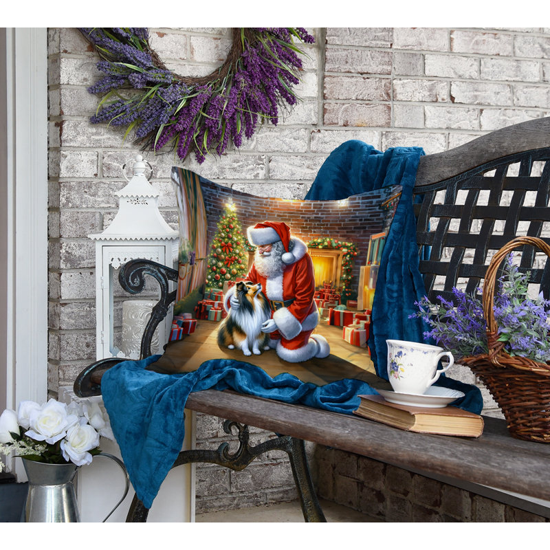 Coussin Sheltie and Santa Claus, H 18 po x l 18 po